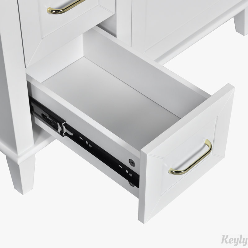 30-Inch Bathroom Vanity with Ceramic Sink, White