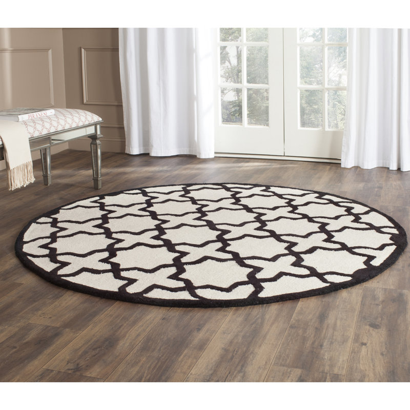 Cannen Hand Tufted Wool Geometric Rug, Round 6'