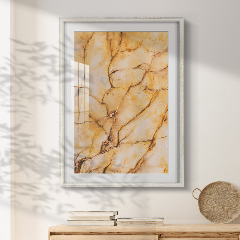 Yellow Marble I -Framed Print, 19.5" H x 16.5" W, White