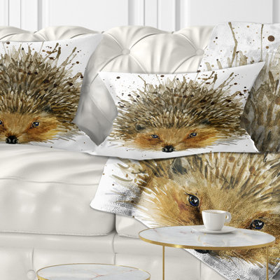 Coussin lombaire en aquarelle animal hedgehog