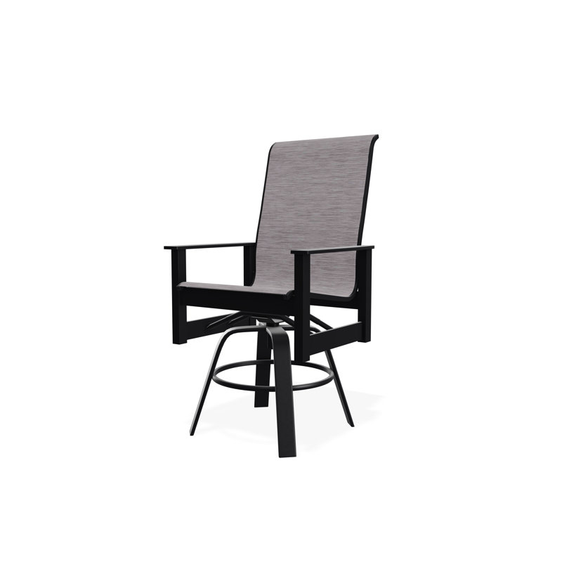 Fauteuil pivotant à hauteur de barre en polymère de qualité marine Leeward Sling, Bois de plage, Fossile, 26"