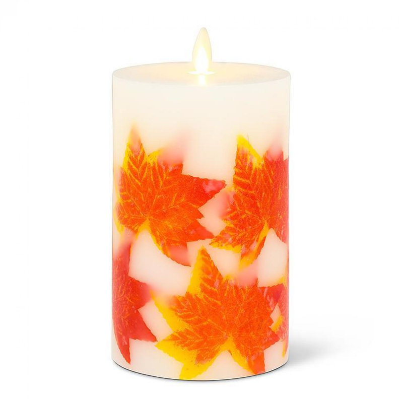 Bougie feuille d'érable sans flamme Reallite, 6 po x 3,5 po sans flamme