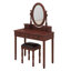 Ensemble de coiffeuse avec miroir à angle réglable, ensemble de coiffeuse et tabouret rembourré avec doublure en velours 5 tiroirs-116730761