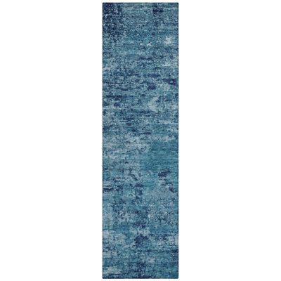 Machine Washable Indoor/Outdoor Xhevrie ACN1723 Denim Rug