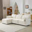 Canapé moelleux 3 places: canapé modulaire 3 places + repose-pieds avec coussins en chenille + 2 coussins décoratifs - taille compacte pour appartement, salon, chambre à coucher