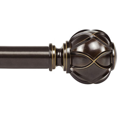 Curtain Rods For Windows 66 To 120 Inch, 7/8 Inch Antique Bronze Heavy Duty Curtain Rod 32 To 120 (2.6-10Ft), Adjustable Decorative Drapery Rods With Netted Texture End