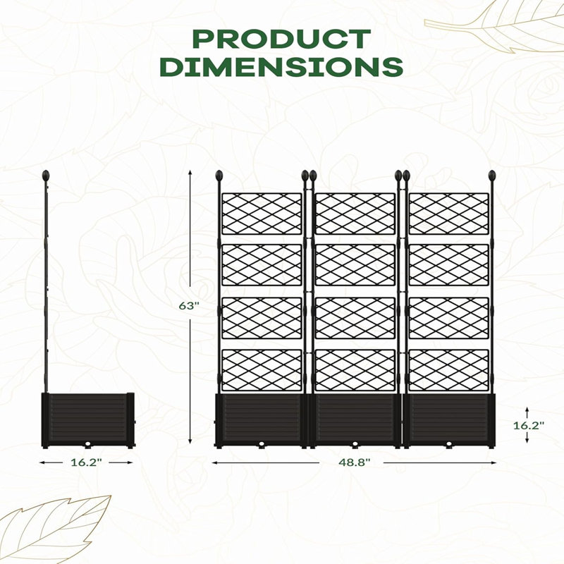 Ensemble de 3 jardinières modulaires verticales 48 x 16 x 63 po avec 3 panneaux, 48,8 po de largeur