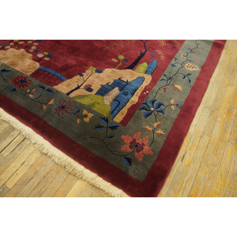 Hand Knotted Wool Area Rug in Pink