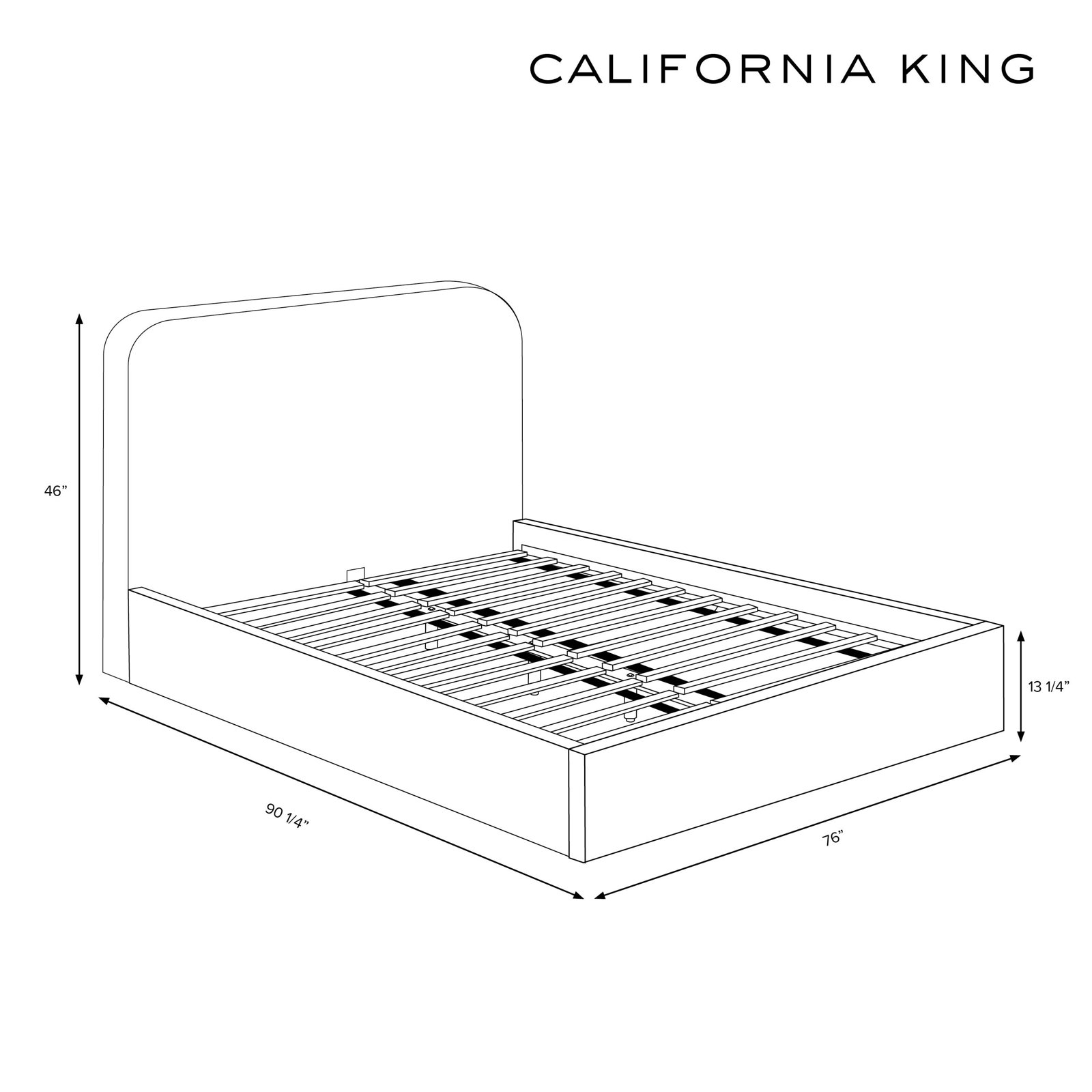 Maggie Ruffle Platform Bed, California King, Classic Chocolate Linen
