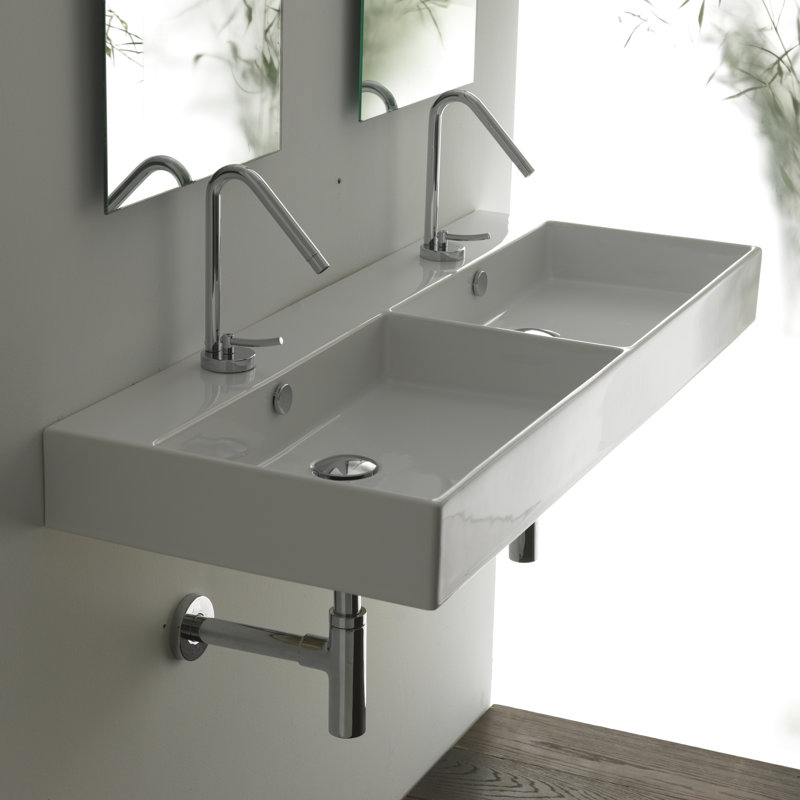 Unlimited 47.2'' L Bathroom Sink, Single Hole, White