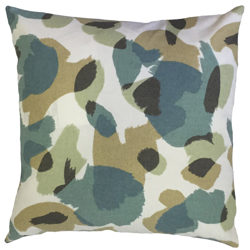 Coussin décoratif en duvet 100% coton Tasanee, 20 po x 20 po, Bleu / vert / gris