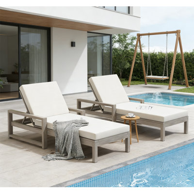 5-Position Outdoor Lounge Chairs Set of 2
