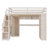 Full Loft Bed Frame with Built-In Wardrobe, Study Desk, Storage Shelves &  Lights, Space-Saving Design for Bedroom-Beige-1047738593