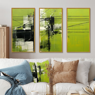 Minimalist Olive Order Power Lines - Power Lines Wall Art Set