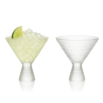 Clear Hobnail Martini Glasses - Embossed Martini Glasses 9oz - Set of 2