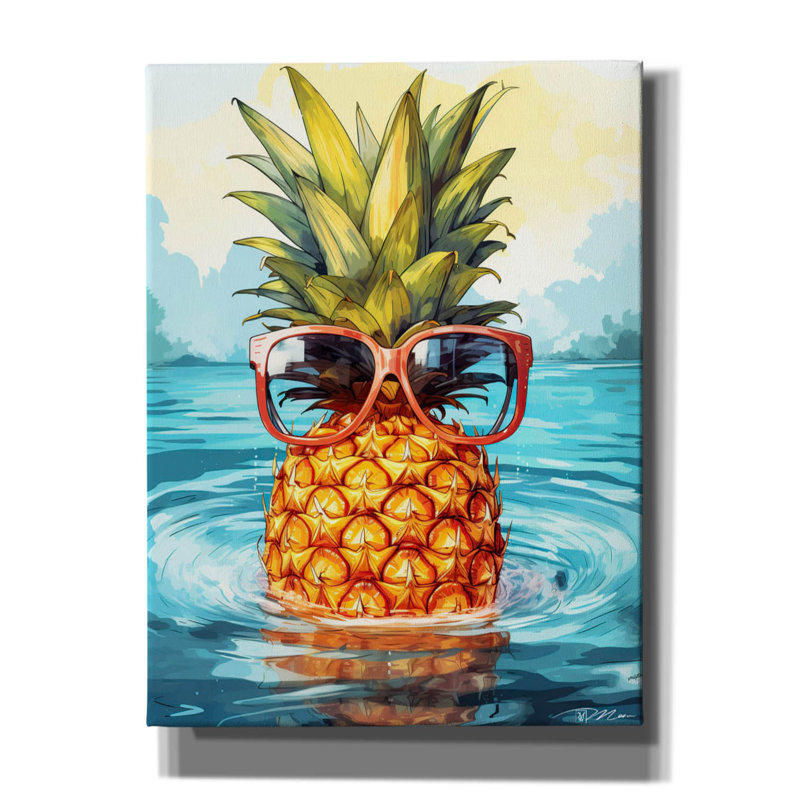 Toile épique «Summer Pineapple 1» par Momart, H 16 po x l 12 po x P 0,75 po