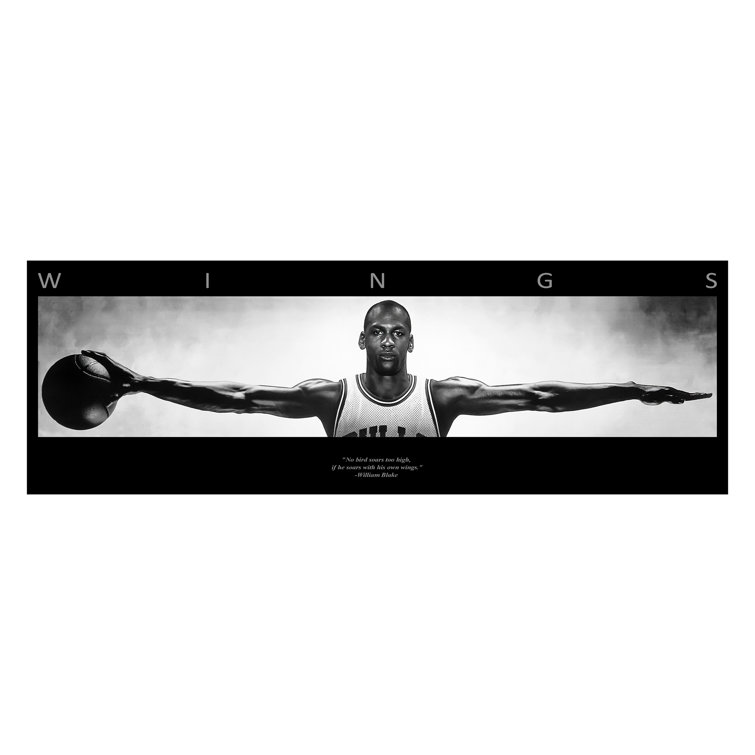 Trinx Black Michael Jordan Wings Basketball Sport WallArt Canvas Poster  Print Wall Decor On Paper Print Wayfair