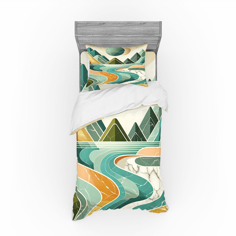 Ensemble de literie Ambesonne Lake & ambre et écume de mer, Housse de couette simple + 6 pièces supplémentai