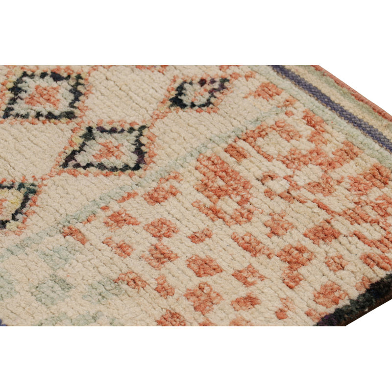 Moroccan Hand Knotted Silk Geometric Area Rug, Rectangle 10' x 14'