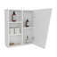 Armoire à pharmacie murale à miroir avec une porte et quatre compartiments ouverts