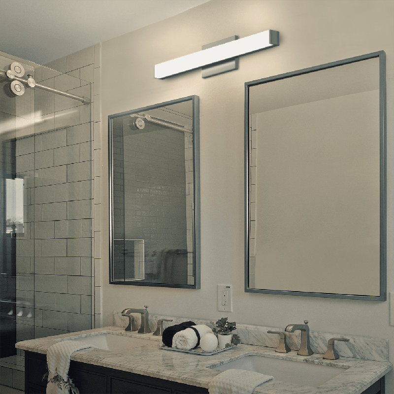 Satin Nickel 24" LED Vanity Light with Metal Trim