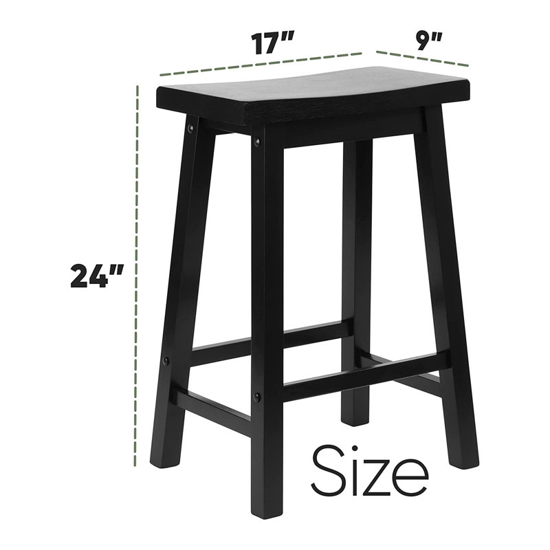 Black Adjustable Backless Saddle Style Wood Counter Stool