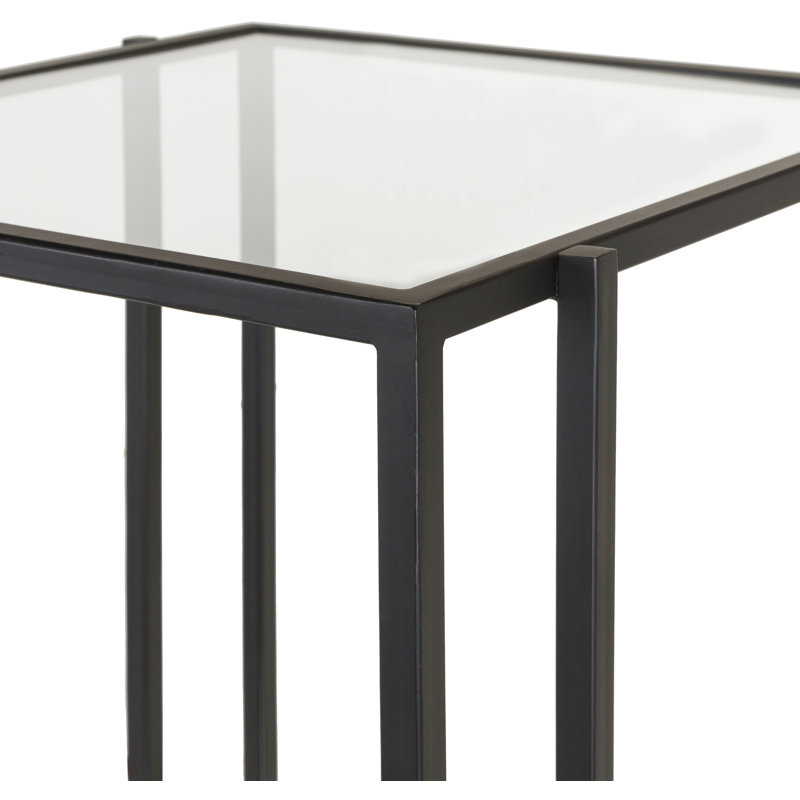 Alecsa 18" Mirrored Glass and Metal End Table