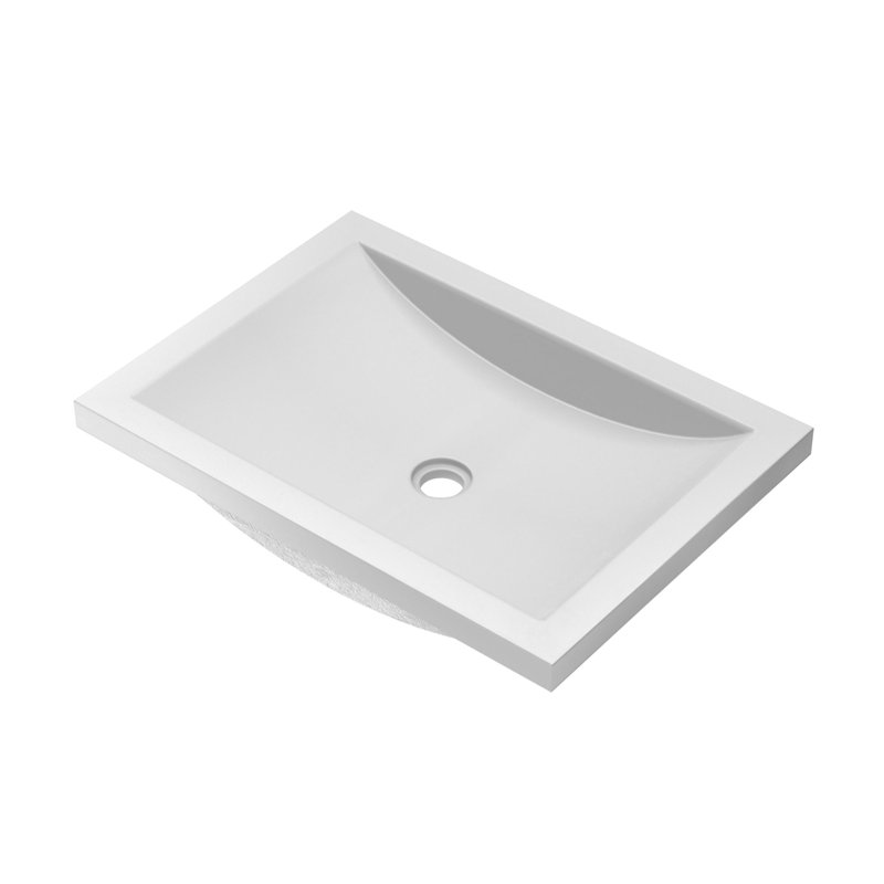 Cabrillo NativeStone Concrete Rectangular Undermount Bathroom Sink, Pearl