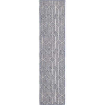 Tapis de couloir contemporain de couleur bleu clair Ohanlon