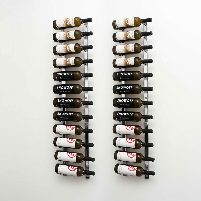 Chenut 24 Bottle Wall Mounted Wine Bottle Rack, Brushed Nickel