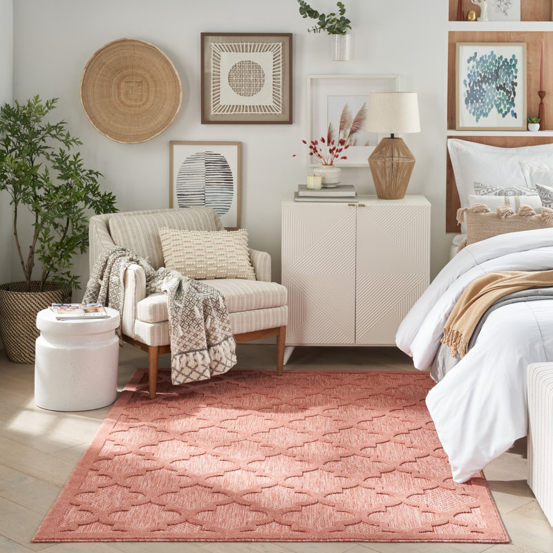 Tapis intérieur / extérieur Adelley Red Barrel Studio Easy Care, Rectangle 4 pi x 6 pi