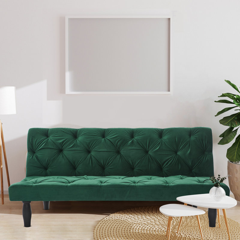 Causeuse inclinable rembourrée 65,8 po Gimena, Velours vert