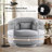 29" Wide Modern Upholstered Soft Swivel Barrel Chair With Lumbar Pillow-2008155302