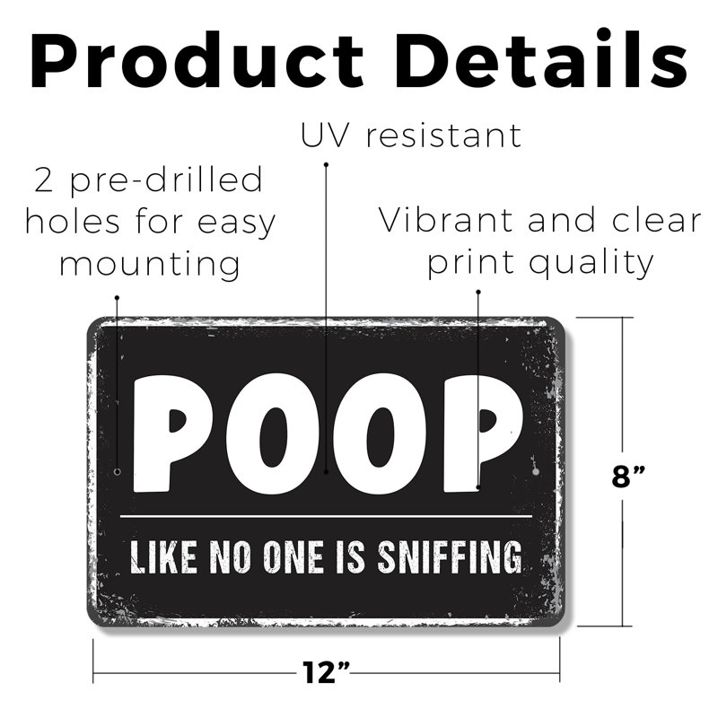 Signe en plastique 8 po x 12 po Poop Like No One Is Sniffing (paquet de 2)