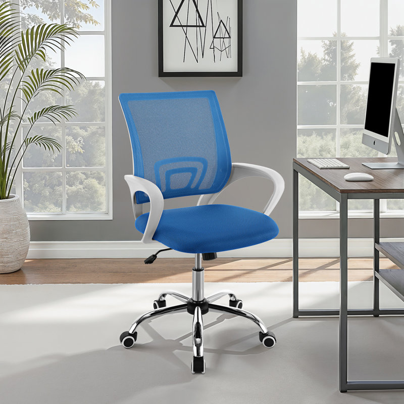 Chaise de bureau Byrd, Bleu, Bleu / blanc