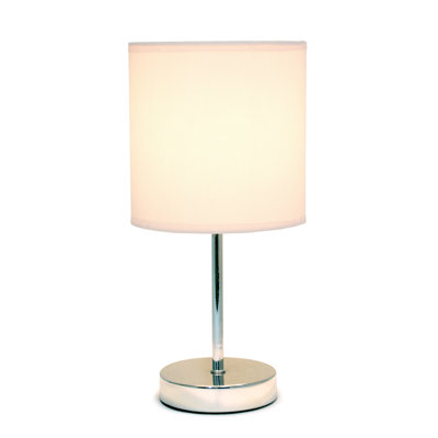 Petite lampe de table chromée 11,81 po avec abat-jour en tissu pour bureau de chambre à coucher Nauru
