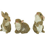 3 Piece Baby Bunny Rabbit Garden Statues Set