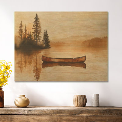 Lake Canoe Drifting - Landscape Wood Wall Art