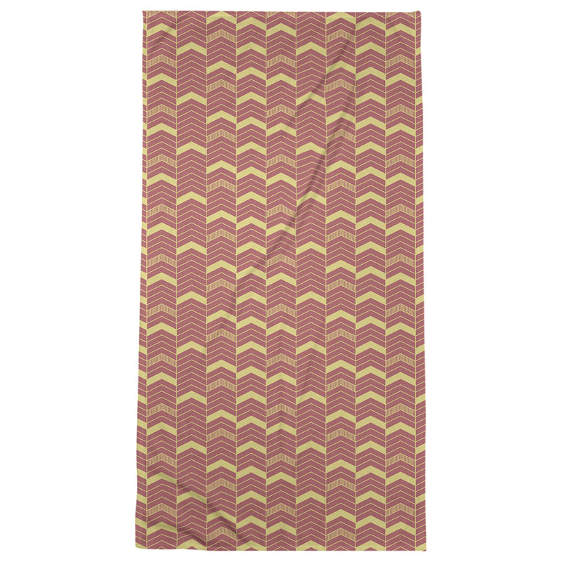 Serviette de bain à chevrons alignés Stephenie, Rouge / jaune foncé