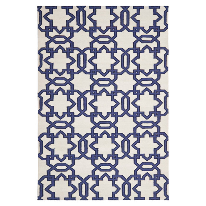 Rodgers Hand Woven Flat Weave Wool Geometric Rug, Rectangle 4' x 6'