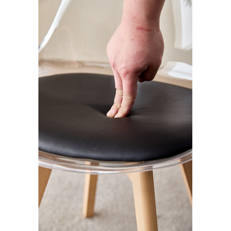 42.5cm H Leather Upholstered Full Back Side Chair, Black