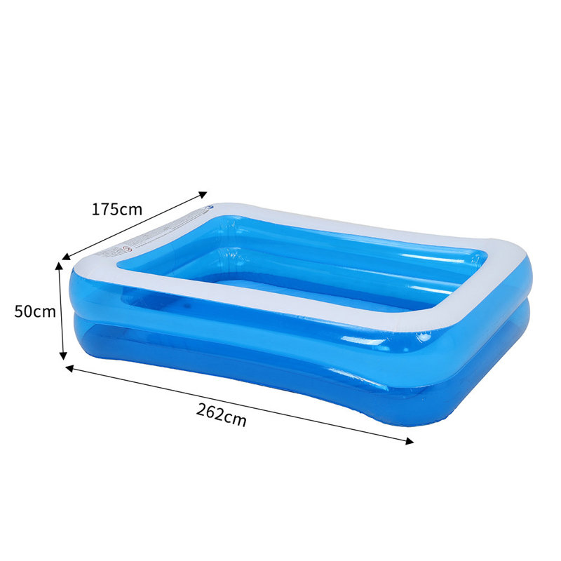 Alando Plastic Rectangle Inflatable Pool H x W x L, 50cm H x 262cm W x 175cm D