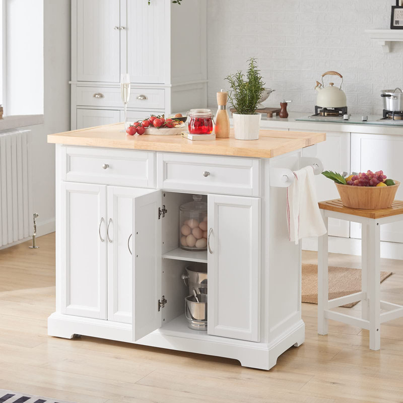 Lockaby Kitchen Island, Manufactured Wood, White