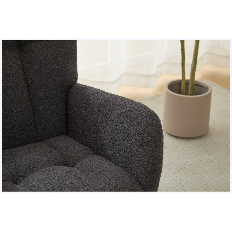 Ensemble de fauteuil berçant et repose-pieds Teddy, Tissu gris