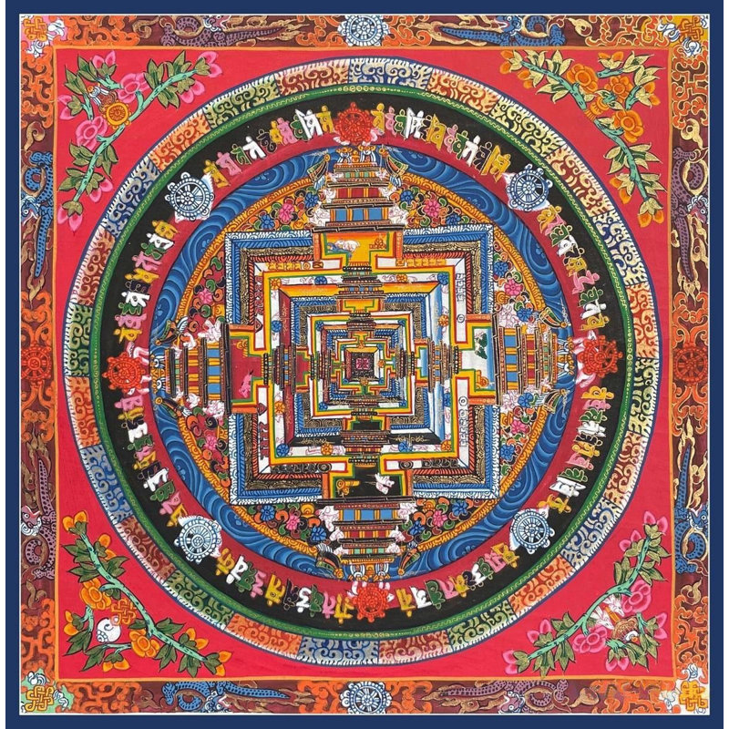 Kalachakra mandala avec bordure (Thangka sans brocart)