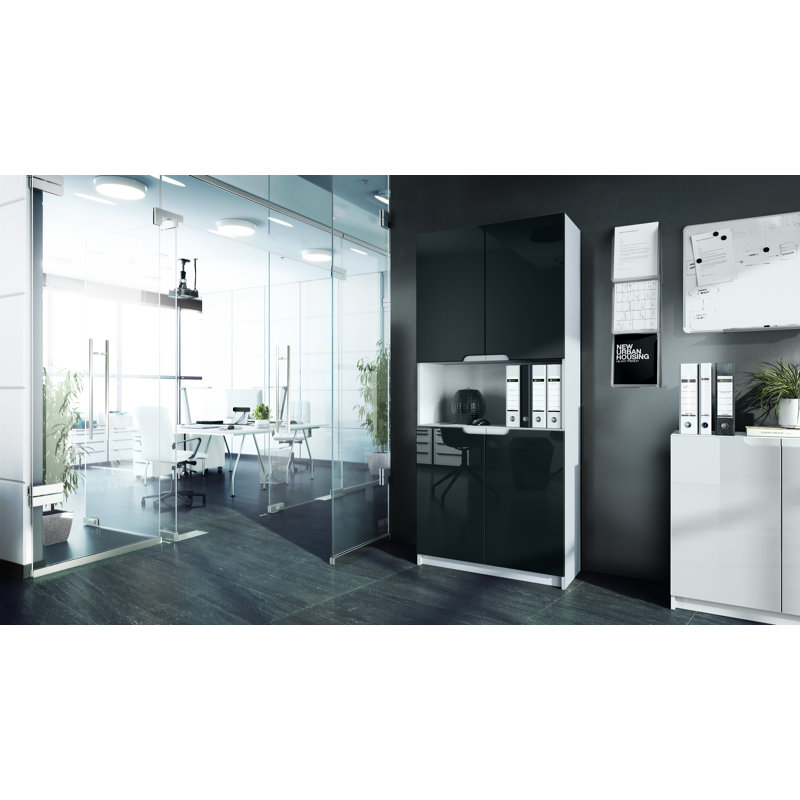 Mazeppa 4 -Door 4 -Shelf, Black