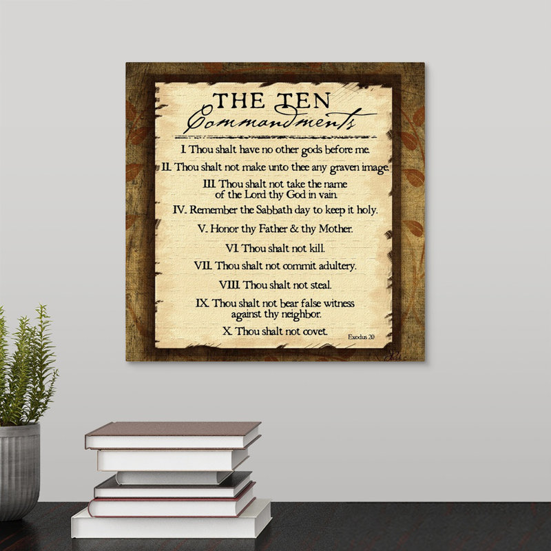 «Ten Commandments» par Jennifer Pugh, art textuel, H 12 po x l 12 po x P 1,5 po, Toile
