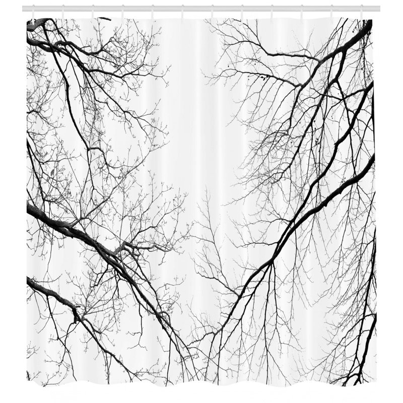  Forest Trees Branches Leafless Spooky Scary Image Single Shower Curtain, 75" H x 69" W