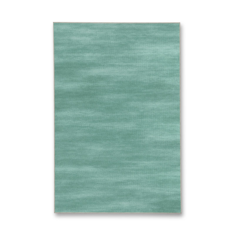 Tapis bleu tissé lavable rétro Mosso, 3'3" x 4'11"