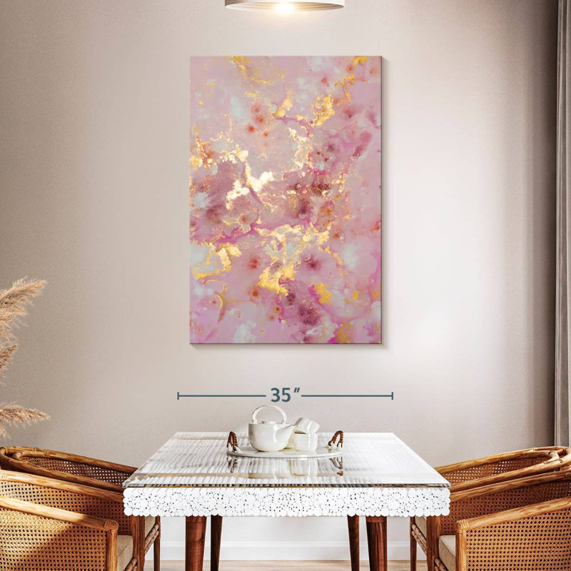 Avery rosé et or abstrait, H 48 po x l 32 po